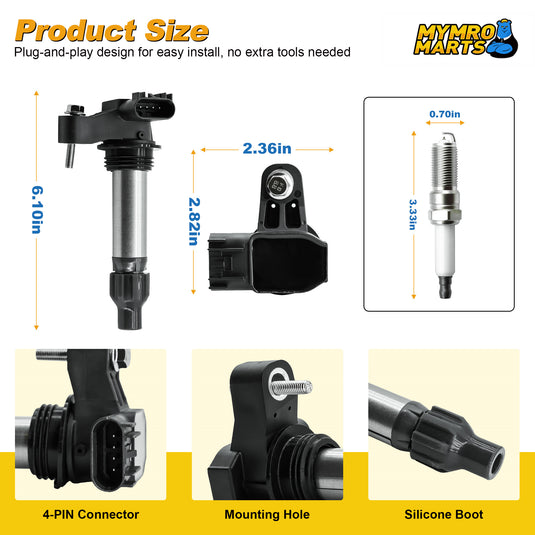 6PCS Ignition Coil UF569 & 6PCS Double Iridium Spark Plug 12622561 For Buick Allure Enclave LaCrosse/Cadillac ATS XTS CTS SRX STS/Chevy Impala Malibu Equinox Traverse/GMC Canyon Acadia Terrain/Saturn/Suzuki - Electrical Parts > Other Electrical Parts > Solenoid Valve Coil from MyMROmarts