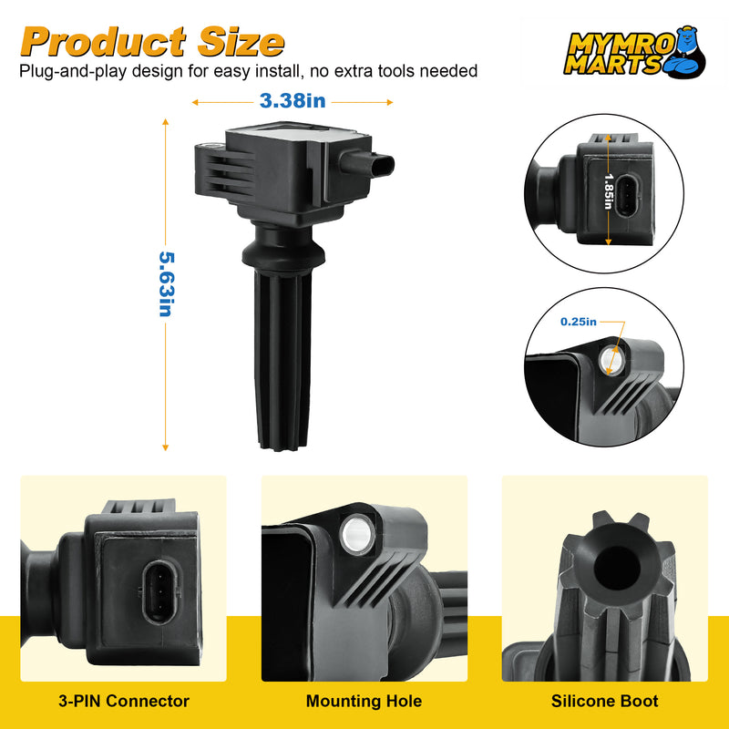 Load image into Gallery viewer, Set of 4 Ignition Coil Pack UF670 DG562 CM5Z-12029-K 4M5E-12A366-BC LR030637 Replacement for Focus, Escape, Fusion, Edge, MKC, Explorer, MKZ, Discovery Sport, XE, Taurus, LR2, XF, Special Service Police Sedan, MKT - Electrical Parts &gt; Other Electrical Parts &gt; Solenoid Valve Coil from MyMROmarts
