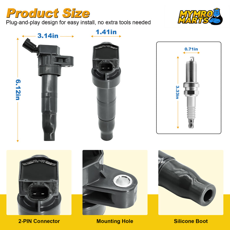 Indlæs billede i Gallery Viewer, Ignition Coil UF611 27300-3F100 C1667 &amp; XP6203 Double Iridium Spark Plug for HYUNDAI Sonata Santa Fe Tucson Genesis Coupe - Electrical Parts &gt; Other Electrical Parts &gt; Solenoid Valve Coil from MyMROmarts
