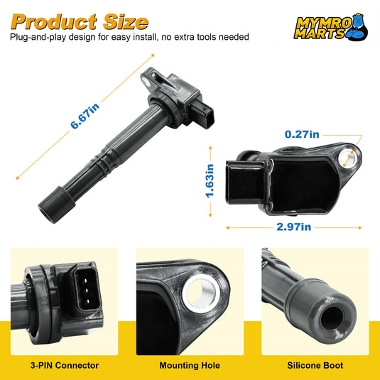 4PCS Ignition Coil Pack UF311 ‎UF583 30520PNA007 30520RRA007 for 2002-2006 Acura Coupe RSX with 2.0L L4 - Electrical Parts > Other Electrical Parts > Solenoid Valve Coil from MyMROmarts