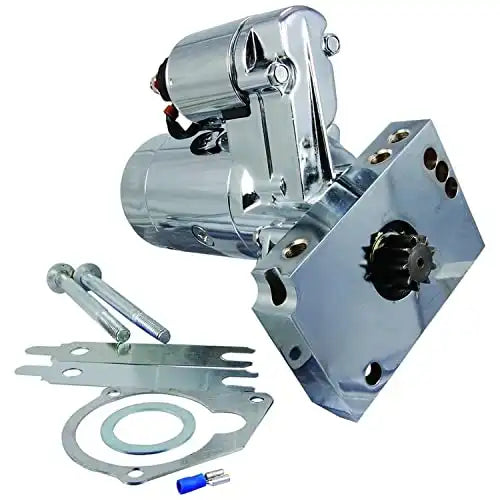 New Chrome Starter Replacement For Chevy 305 327 350 383 454 Mini Super Torque Series 3 HP 153 or 168 Tooth Flywheels Upgraded Delco 10MT to HT Hitachi OSGR design SHI0032C, SUM-829105C, SUM829105C - Electrical Parts > Starter Motor from MyMROmarts