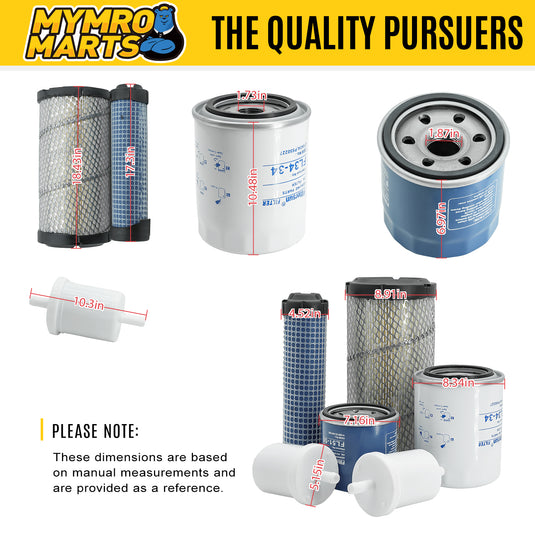 Maintenance Filter Kit HH150-32430 K1211-82320 12581-43012 HHK20-36990 for Kubota BX Series Sub-Compact Tractor BX23S BX1880 BX2380 from MyMROmarts