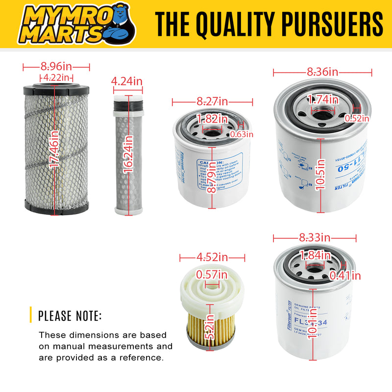 Afbeelding laden in Galerijviewer, Filter Kit HH160-32093 SFA2630P SFA9410 6A320-59930 HH670-37710 HH660-36060 for Kubota B3000 B3030 B3200 B3300 HST - Engine Maintenance Parts > Filter Kits from MyMROmarts
