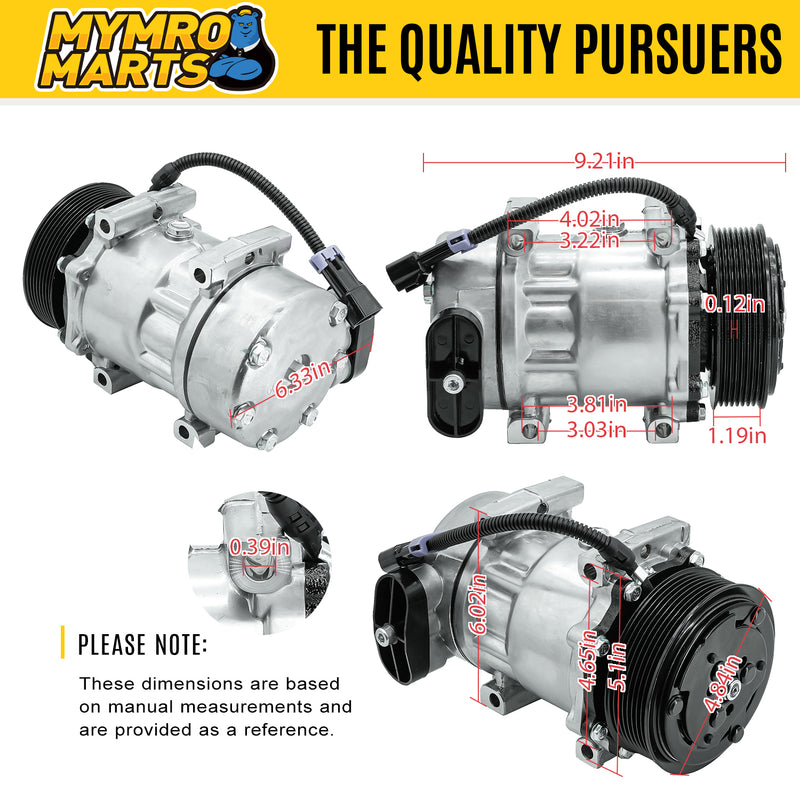 Cargue la imagen en el visor de la galería, A/C Compressor with Clutch 60-02144NA CO-4759C for Kenworth &amp; Peterbilt Models C500 K100E K270 K300 K370 T170 T300 T270 T370 T400 T800 T2000 T600A W900 Replace 4042 4432 4759 - Body Parts &gt; Cab Interior Parts &gt; Air Conditioning Compressor from MyMROmarts
