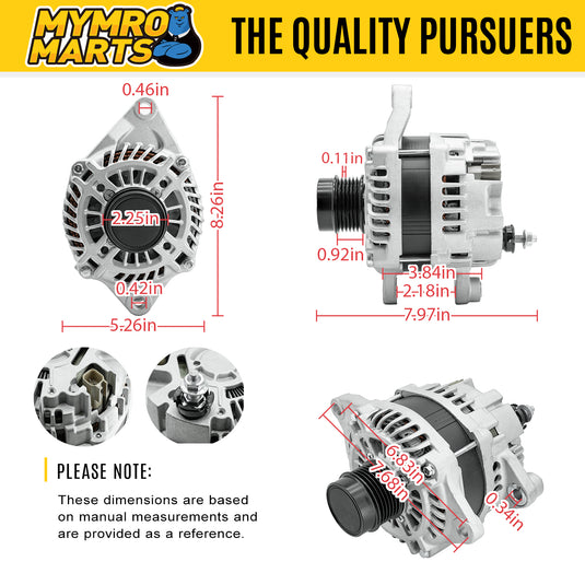 Alternator A2TX0281 4801490AA Compatible with Dodge Journey 2009-2020, L4 2.4L, 12V 160A CW 6-Groove Clutch Pulley from MyMROmarts
