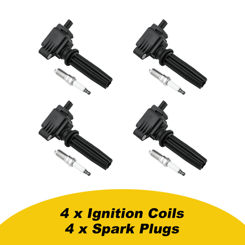 Load image into Gallery viewer, 4PCS Ignition Coil UF670 DG546 5C1873 &amp; 4PCS Double Iridium Spark Plug LTR6BHX for Ford Focus Edge Escape Explorer Fusion Mustang Taurus EcoSport/Jaguar F-Pace XE XF/Lincoln MKC MKT MKZ/Land Rover LR2 - Electrical Parts &gt; Other Electrical Parts &gt; Solenoid Valve Coil from MyMROmarts
