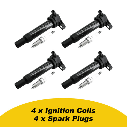 Set of 4 Ignition Coil Packs UF499 C1543 and Spark Plugs Fits for 2006 2007 2008 2009 2010 2011 Kia Rio Rio5 Rondo Hyundai Accent 1.6 L4 - Electrical Parts > Other Electrical Parts > Solenoid Valve Coil from MyMROmarts