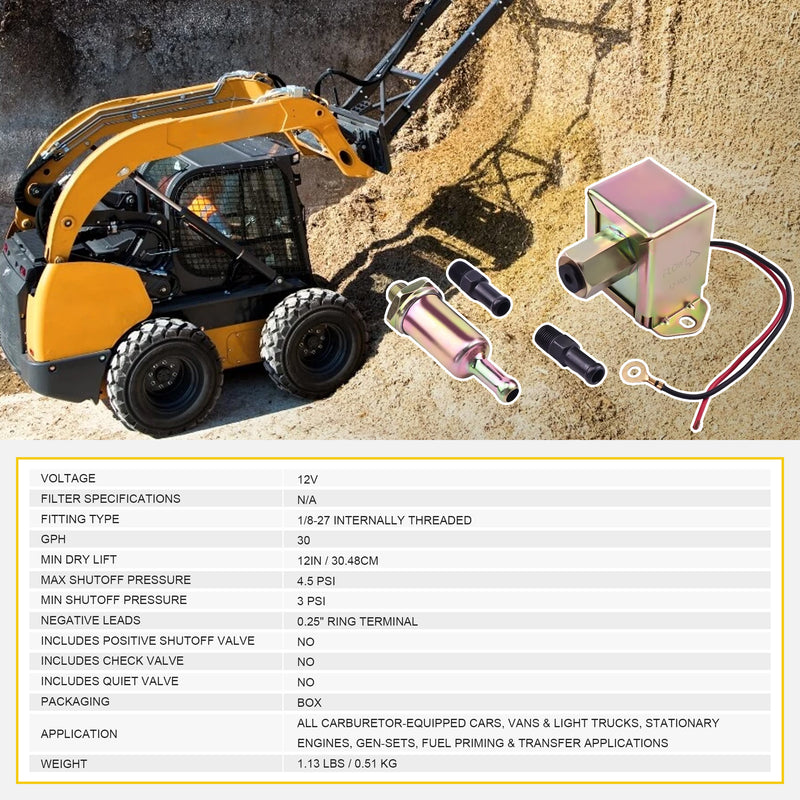 Load image into Gallery viewer, 12V Electric Fuel Pump 40105N 6558398 D72347 4417200 for Bobcat 313 540 Case 1816 1816B Skid Steer Loaders from MyMROmarts
