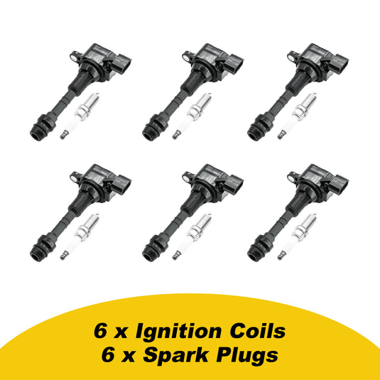 6PCS Ignition Coil UF349 C1406 & Double Iridium Spark Plug 224018H515 For Nissan Altima Maxima Murano Frontier Quest XTERRA Pathfinder NV1500 NV2500 NV3500/Infiniti l35 QX4/Suzuki Equator V6 - Electrical Parts > Other Electrical Parts > Solenoid Valve Coil from MyMROmarts
