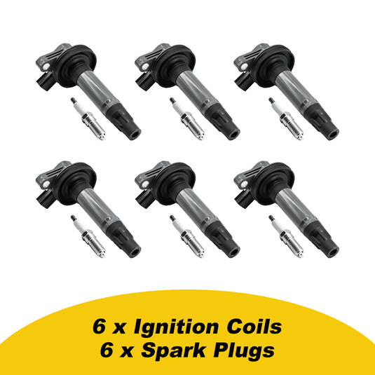 Pack of 6 Ignition Coils UF553 Pack and Spark Plugs 5019 LTR5GP UF595 DG520 For Ford F-150 Explorer Taurus Edge Lincoln MKS MKT MKZ MKX Mercury Sable 3.5L 3.7L V6 2008-2016 - Electrical Parts > Other Electrical Parts > Solenoid Valve Coil from MyMROmarts