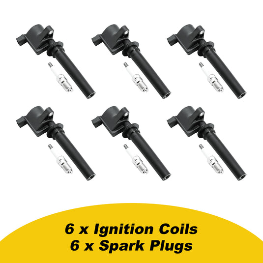 Set of 6 Ignition Coil Pack DG513/DG500 FD502 UF406 and Spark Plugs SP493 Compatible with Taurus Escape Mazda Tribute Escape Taurus Sable Mariner Montego V6 3.0L - Electrical Parts > Other Electrical Parts > Solenoid Valve Coil from MyMROmarts