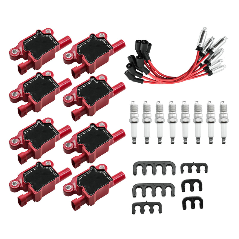 Load image into Gallery viewer, Set of 8 Square UF413 Ignition Coils Pack &amp; Platinum Spark Plugs &amp; Wires Set, Replacement for UF413 D510C 5C1554,Compatible with Isuzu 2007 Truck NPR with V8 6.0L Engine - Electrical Parts &gt; Other Electrical Parts &gt; Solenoid Valve Coil from MyMROmarts
