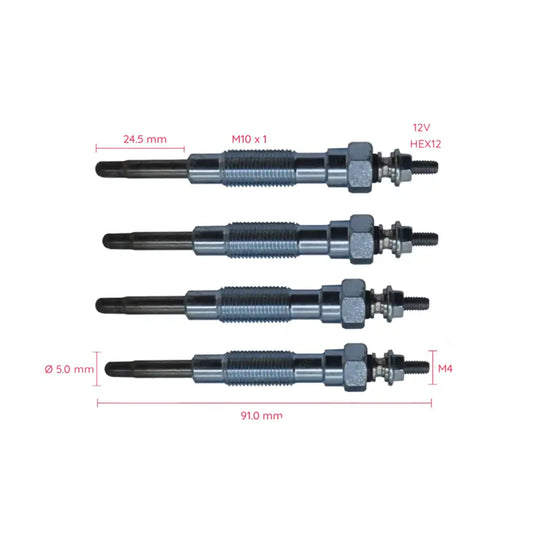 4 Pcs Glow Plug MD050212 for Mitsubishi Triton Pajero L200 L300 4D55 4D56 12V from MyMROmarts