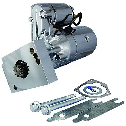 New Chrome Starter Mini Super Torque Hi-PerReplacement Formance Replacement For Chevy Small & Big Block V8 SBC BBC 305 350 400 454 153 168 Tooth Series Hitachi PP106 PSL100 S100 PP-106 - Electrical Parts > Starter Motor from MyMROmarts