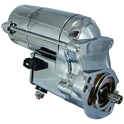 New Chrome Starter Replacement For 1989-Up Custom Harley Davidson 2.0KW 12V CW 18-Tooth Spline 1340cc 1450cc 2.7HP High Torque 3133503A, 3155999, SHD0009C, 41052332 - Electrical Parts > Starter Motor from MyMROmarts