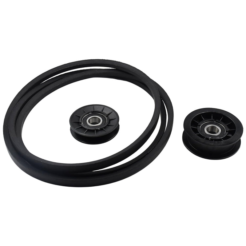 Afbeelding laden in Galerijviewer, GX20286 GX20287 Idler Pulley and Drive Belt Kit with GX20006 Belt Compatible with John Deere Lawn Mower L110 L120 L130 LA110 LA120 LA130 LA140 LA150 X110 X120 X140 D110 D120 D130 from MyMROmarts
