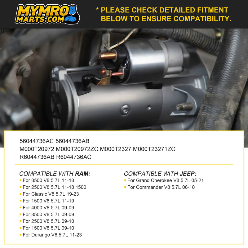 Load image into Gallery viewer, New Starter Replacement For Dodge Ram 1500 2500 3500 4000 5.7L 09-18, Dodge Durango 5.7L 11-18, Jeep Commander 5.7L 06-10, Grand Cherokee 5.7L 05-18 56044736A, M000T20972, M000T23271 - Electrical Parts &gt; Starter Motor from MyMROmarts
