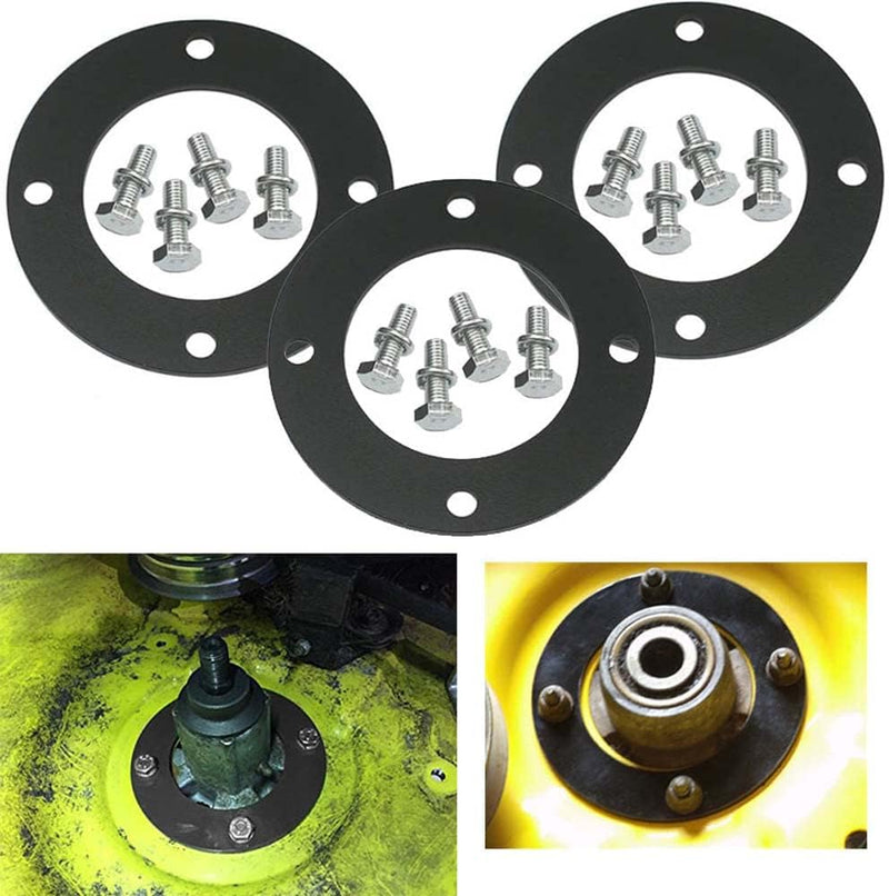 Load image into Gallery viewer, 3 Pcs 3/16" Deck Spindle Reinforcement Ring for John Deere D100 D110 D120 D130 D140 D160 LA105 LA165 X110 X120 X140 Plate Steel with Bolts Mower from MyMROmarts
