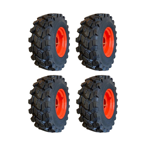 Set of 4-Heavy Duty 10-16.5 Forerunner SKS-9 Skid Steer Tires on Wheels/Rims (8 lug) for Bobcat 742 743 751 753 763 773 7753 & more - 10X16.5-12 PLY - Good Snow Traction (SKS753 STYLE) - Tires from MyMROmarts