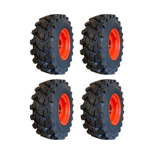 Set of 4-Heavy Duty 10-16.5 Forerunner SKS-9 Skid Steer Tires on Wheels/Rims (8 lug) for Bobcat 742 743 751 753 763 773 7753 & more - 10X16.5-12 PLY - Good Snow Traction (SKS753 STYLE) - Tires from MyMROmarts