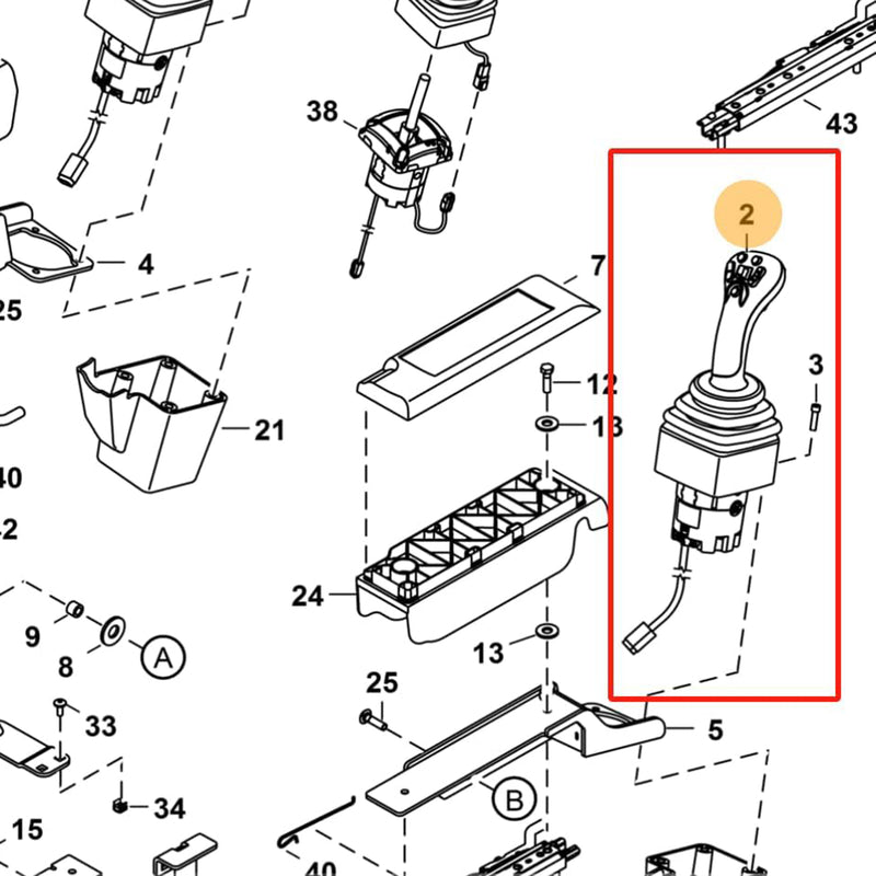 Load image into Gallery viewer, Joystick RH Assembly (SJC System) 7395943 for Bobcat Skid Steer Loader S450 S510 S530 S550 S570 S590 S595 S62 S630 S64 S650 S66 S740 S750 S76 - Body Parts &gt; Cab Interior Parts &gt; Joystick Controller from MyMROmarts
