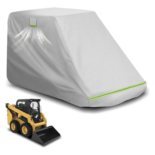 Skid Steer Cover(for Cab Skid Steer)-Skid Steer Rain Cover Fits Kubota SSV/SVL65/75,Bobcat S62/650,New Holland L320/328, DuPont Oxford Steer Loader Cover,Skid Steer Tarp with Reflective Strips, Buckle - Covers from MyMROmarts