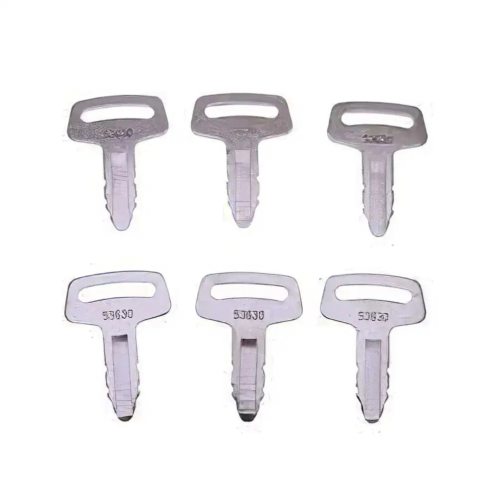6 Pcs Ignition Keys RC101-53630 for Kubota K008 K008-3 KH101 KH151 KH170 Excavator
