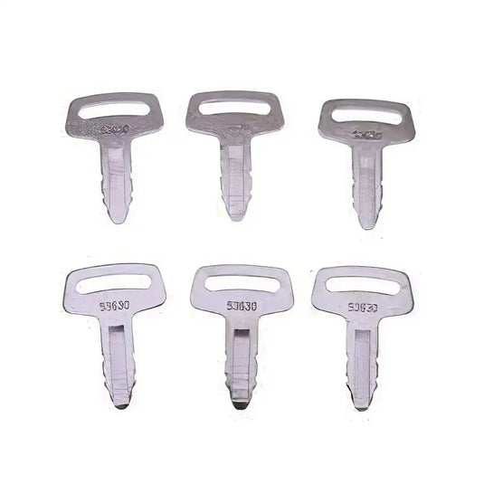 6 Pcs Ignition Keys RC101-53630 for Kubota K008 K008-3 KH101 KH151 KH170 Excavator from MyMROmarts
