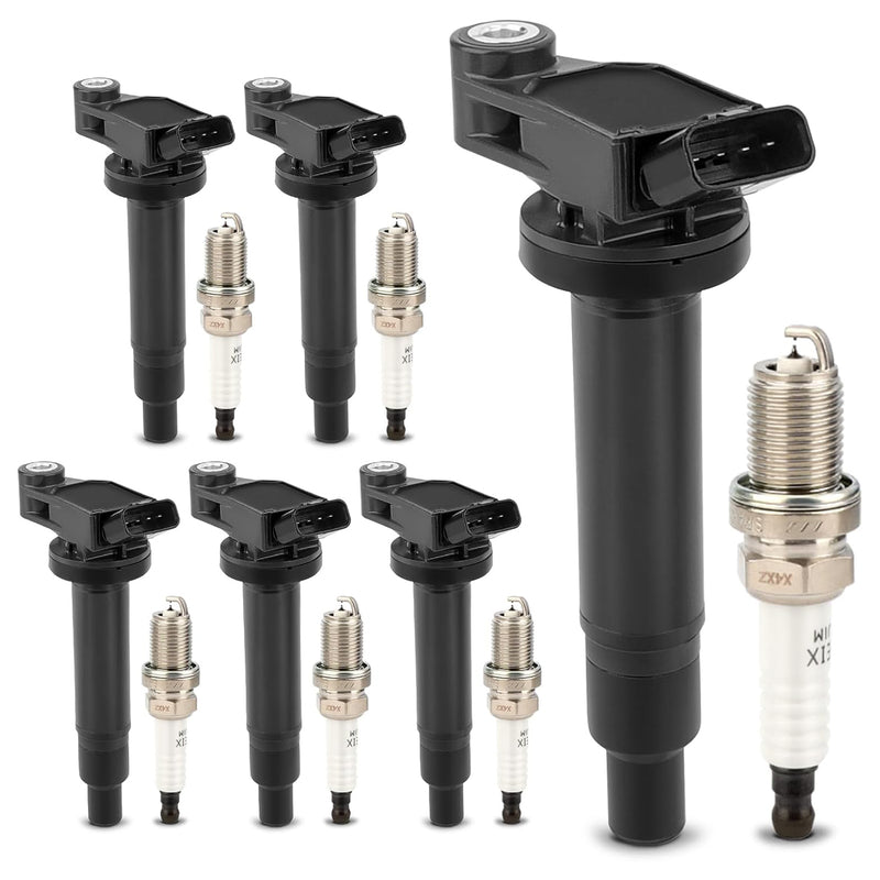 Cargue la imagen en el visor de la galería, Set of 6 Ignition Coil Pack UF267 &amp; Double Iridium Spark Plug 4504
