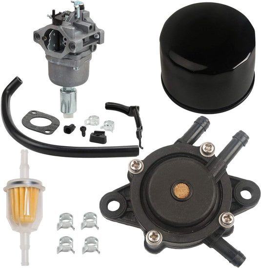 Carburetor Carb Kit Fuel Pump Fuel Filter with Oil Filter Replacement for John Deere 108 L105 102 115 105 X120 X145 L107 L108 LA125 LA115 LA105 D110 D105 Lawn Tractor MIA12509 MIA11474 from MyMROmarts