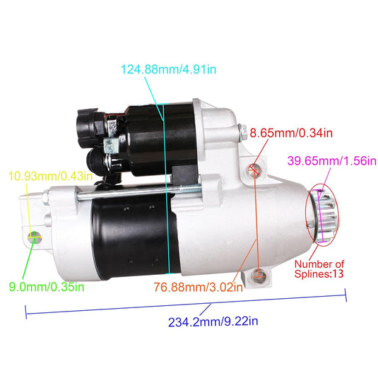 Outboard Engine 6C5-81800-00 6CJ-81800-00 6CJ-81800-01 Starter Motor for Yamaha 50HP 60HP 70HP F50 F60 F70 F50LA 2013 50HP F50TLR 2005-2012 50HP F60JA, S114-916A S114916B for Hitachi, 19635 for Lester from MyMROmarts