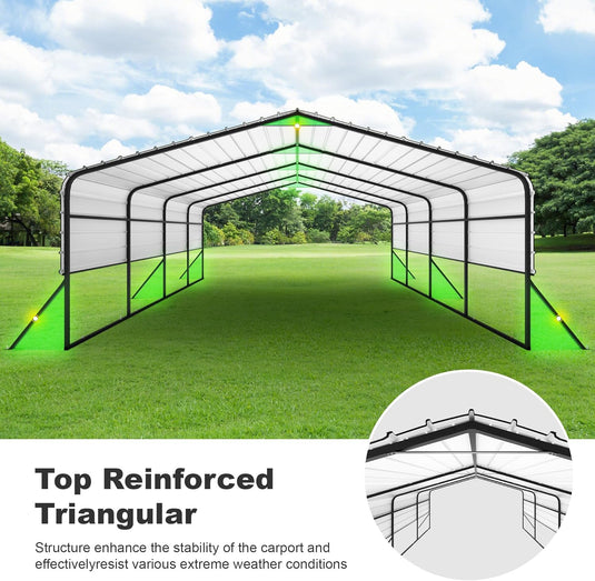 20'x20' Metal Carports Heavy Duty for 2 Cars Garage, Car Tent Garage with Galvanized Metal Roof, Outdoor Garage Shelter for Car, SUV, Truck and Boats, Grey All Weather -  from MyMROmarts