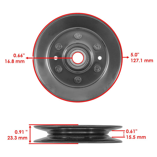 V-Idler Deck Pulley AM135957 For John Deere X300 X300R Series 42" from MyMROmarts