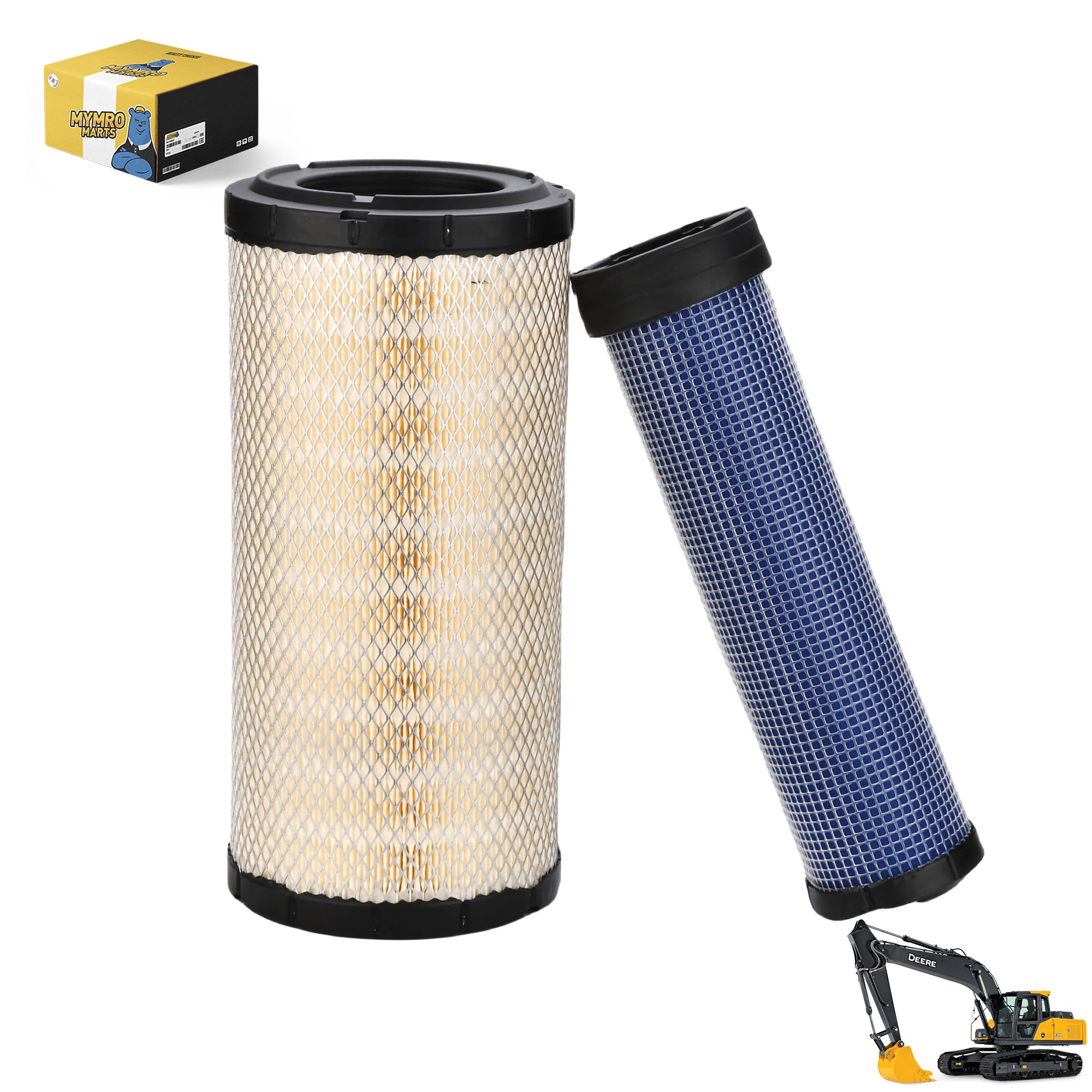 Air Filters Set AT171854 AT171853 for John Deere 310 315 410 Backhoe Loaders 135G 331G Excavators 280 324J 325J Skid Steer Loaders 3100 3200 3210 Tractors