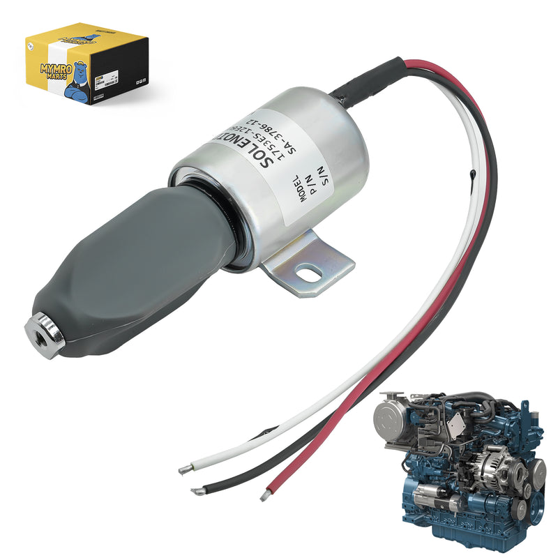 Chargez l&#39;image dans la visionneuse de la galerie, 12V Stop Solenoid SA-3786-12 1753ES-12E6ULB1S1 for Kubota D600 V800 Z400 Engines - Electrical Parts &gt; Solenoid Valve &gt; Shut Off Solenoid from MyMROmarts
