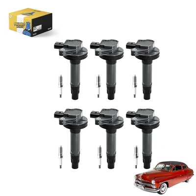 Pack of 6 Ignition Coils UF553 Pack and Spark Plugs 5019 LTR5GP UF595 DG520 For Mercury 2008–2009 Sedan Sable with Engine 3.5L V6 - Electrical Parts > Other Electrical Parts > Solenoid Valve Coil from MyMROmarts