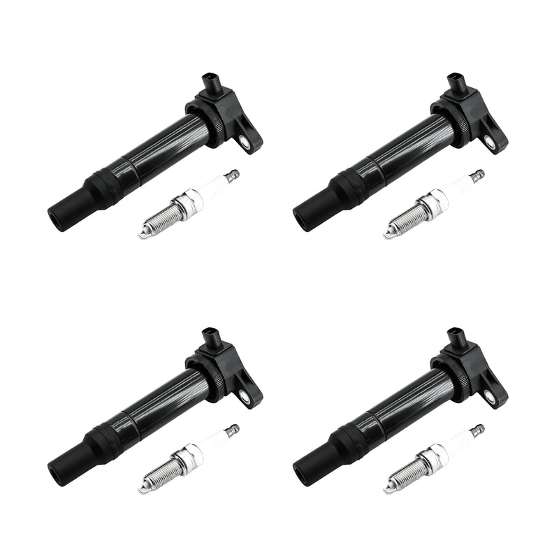 Cargue la imagen en el visor de la galería, Set of 4 Ignition Coil Packs UF499 C1543 and Spark Plugs Fits for 2006 2007 2008 2009 2010 2011 Kia Rio Rio5 Rondo Hyundai Accent 1.6 L4 - Electrical Parts &gt; Other Electrical Parts &gt; Solenoid Valve Coil from MyMROmarts
