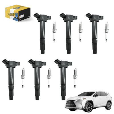 6PCS Ignition Coil Pack UF487 90919-02251 90919-A2002 & Double Iridium Spark Plug Fit for Lexus ES300h NX300h ES350 RX350 RX450h IS350 - Electrical Parts > Other Electrical Parts > Solenoid Valve Coil from MyMROmarts