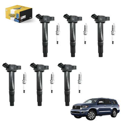 6PCS Ignition Coil Pack UF487 90919-02251 90919-A2002 & Double Iridium Spark Plug Fit for Toyota Avalon Highlander RAV4 Sienna Venza Camry - Electrical Parts > Other Electrical Parts > Solenoid Valve Coil from MyMROmarts