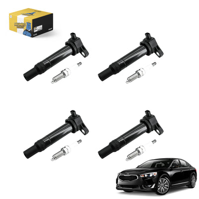 Set of 4 Ignition Coil Packs UF499 C1543 and Spark Plugs Fits for Kia 2006–2011 Sedan Rio Hatch Rio5 2009 MPV Rondo with L4 1.6L/2.4L - Electrical Parts > Other Electrical Parts > Solenoid Valve Coil from MyMROmarts