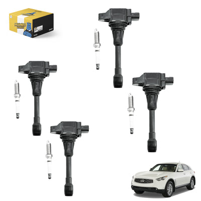 Set of 4 Ignition Coil Pack UF549 22448ED000 and Iridium Spark Plugs 9029 Fit For INFINITI M56 Q70 Q70L FX50 QX60 QX70 - Electrical Parts > Other Electrical Parts > Solenoid Valve Coil from MyMROmarts