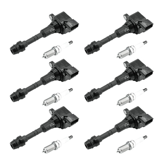 6PCS Ignition Coil UF349 C1406 & Double Iridium Spark Plug 224018H515 For Nissan Altima Maxima Murano Frontier Quest XTERRA Pathfinder NV1500 NV2500 NV3500/Infiniti l35 QX4/Suzuki Equator V6 - Electrical Parts > Other Electrical Parts > Solenoid Valve Coil from MyMROmarts