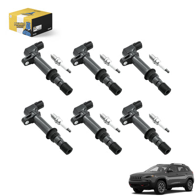Set of 6 Ignition Coil Pack UF270 and Iridium Spark Plug Compatible with Jeep Commander Grand Cherokee Liberty with Engine V6 3.7L V8 4.7L - Electrical Parts > Other Electrical Parts > Solenoid Valve Coil from MyMROmarts