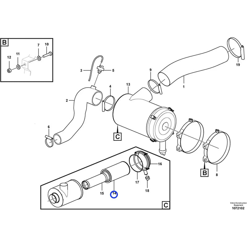 Load image into Gallery viewer, Air Filter VOE11110175 for Volvo EC200 EC200B EC210B EC220D EC230B EC235C EW160E EW180C from MyMROmarts
