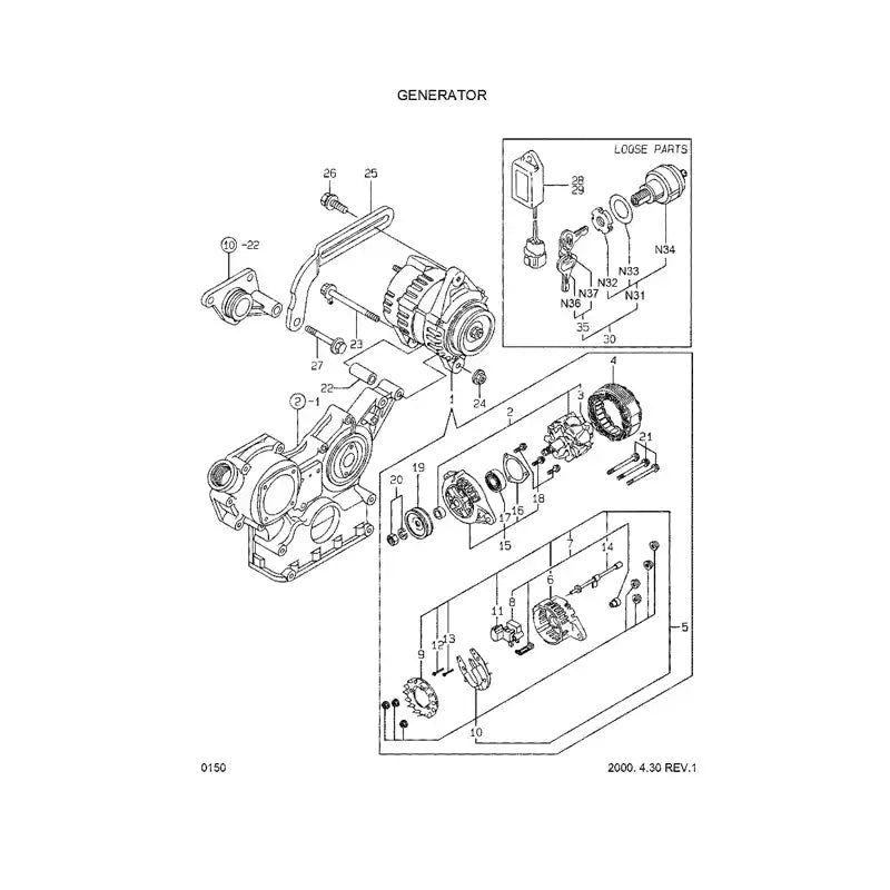 Load image into Gallery viewer, Alternator 119836-77200 For Hyundai R55-3 R55W-3 HSL610 from MyMROmarts
