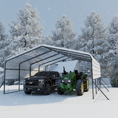 20'x20' Metal Carports Heavy Duty for 2 Cars Garage, Car Tent Garage with Galvanized Metal Roof, Outdoor Garage Shelter for Car, SUV, Truck and Boats, Grey All Weather from MyMROmarts