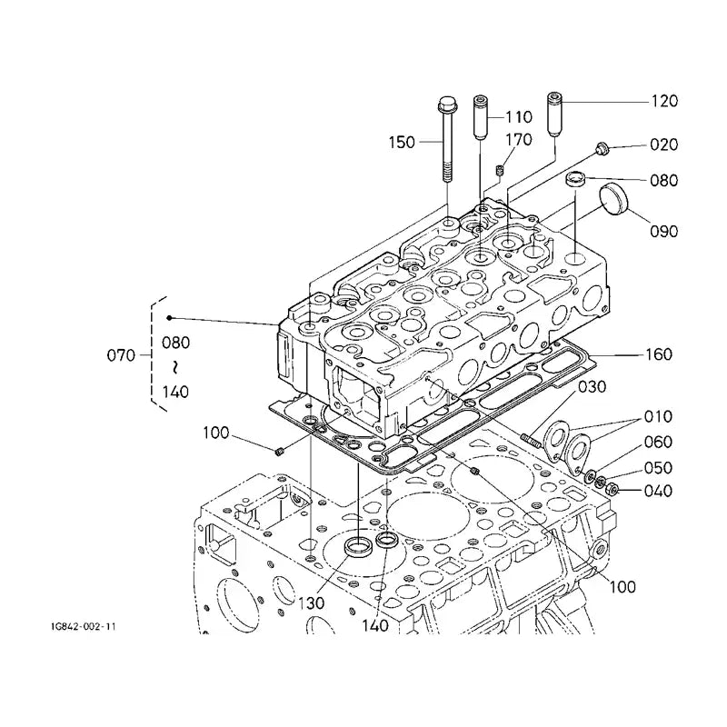 Carica immagine in Galleria Viewer, Cylinder Head 1G841-03042 1G841-03043 for Kubota Engine D1803 - Engine Parts &gt; Engine Block &gt; Cylinder Head from MyMROmarts

