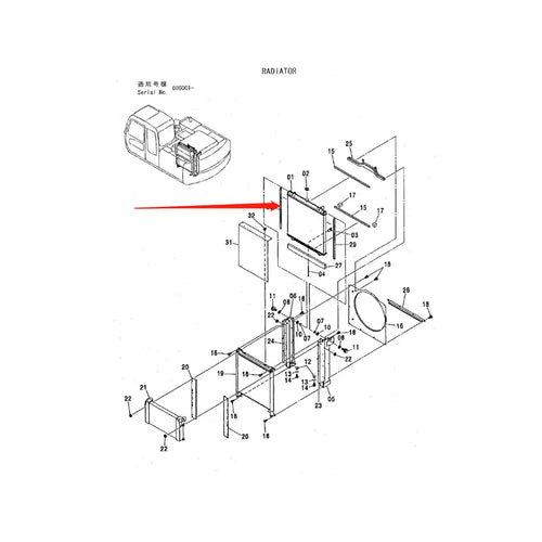 Engine Radiator 4448283 for Hitachi Excavator ZAX180W ZAX160LC from MyMROmarts