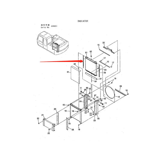 Engine Radiator 4448283 for Hitachi Excavator ZAX180W ZAX160LC from MyMROmarts