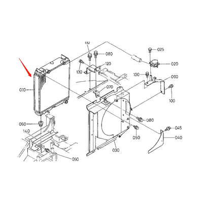 Engine Radiator Assy RD401-42304 for Kubota Excavator U-45 from MyMROmarts